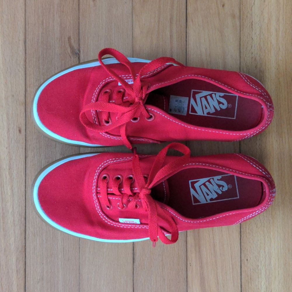 Red Vans Gum Sole Toe Caps Size 6